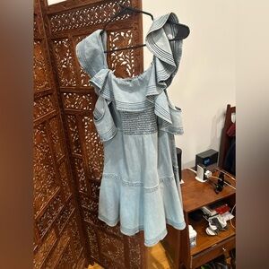 Babydoll sundress. Tanya Taylor brand. Light denim